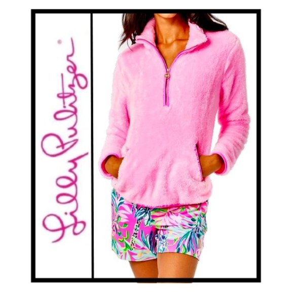 Lilly Pulitzer Tops - Lilly Pulitzer XXL Skipper Sherpa Popover PINK Mandevilla Baby